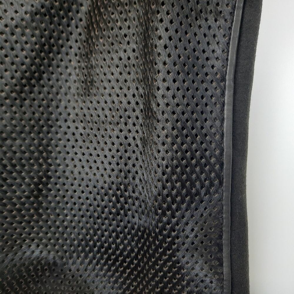 Elie Tahari Courtney black jacket dyed perforated calf leather wool blend size s - Picture 5 of 13